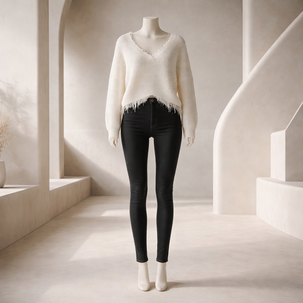 "BUNDLE" Darkwash Skinny Jeans & Oversized Sweater